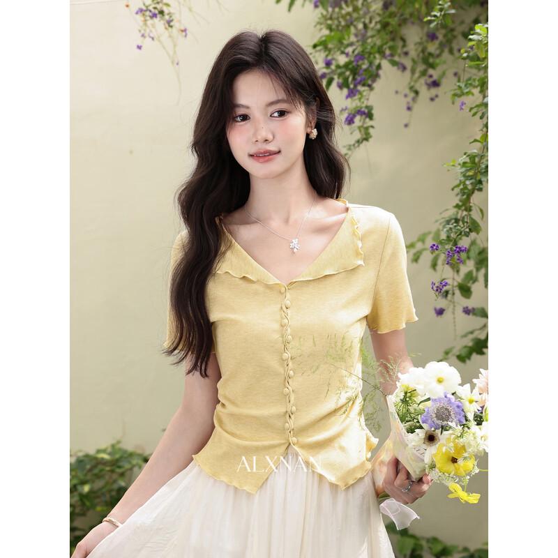 French Style Slim-Fit Short Sleeve T-Shirt S