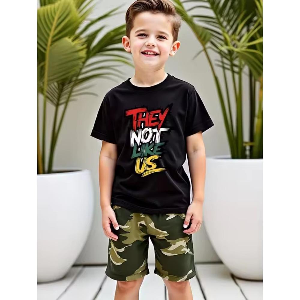 Summer New Fashion Trends Summer Children 3D Printed T-shirt Top Short Sleeve + Shorts Novel New Casual Children's Suit
