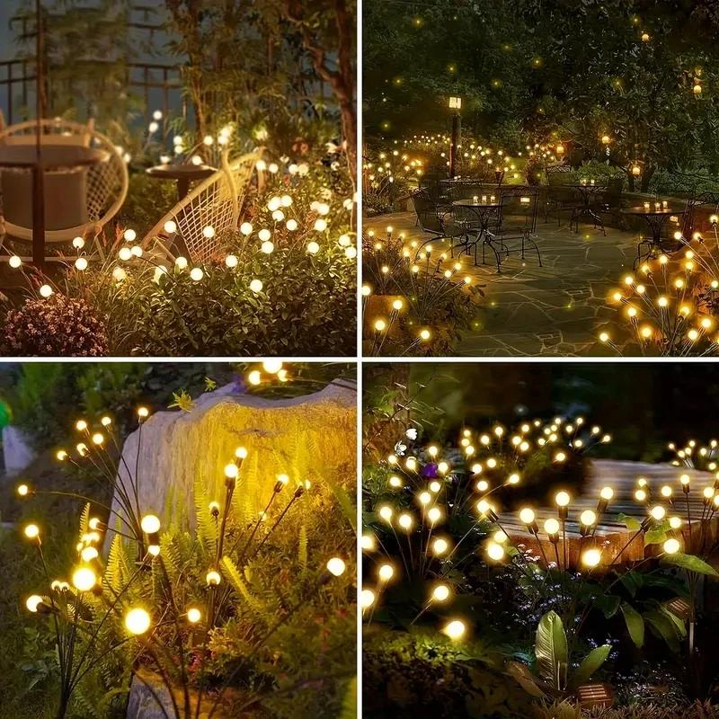 4Pcs 24LED Solar Firefly Lights Waterproof Outdoor Garden Decoration Landscape Lights Lawn Light Suitable for Festive Decoration