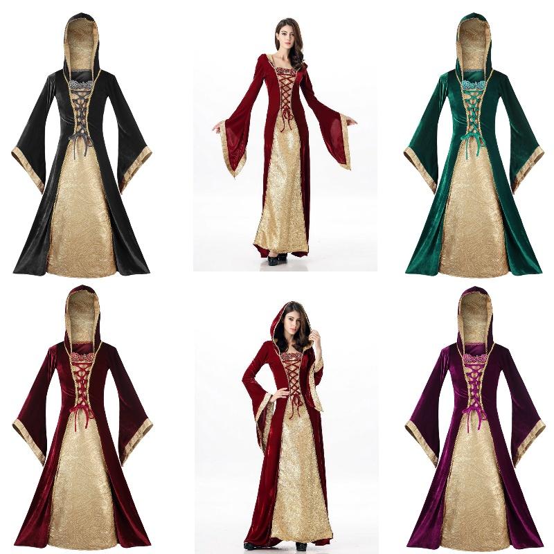 Vintage European Palace Court Long Dress Halloween Cosplay Stage Set Performance
