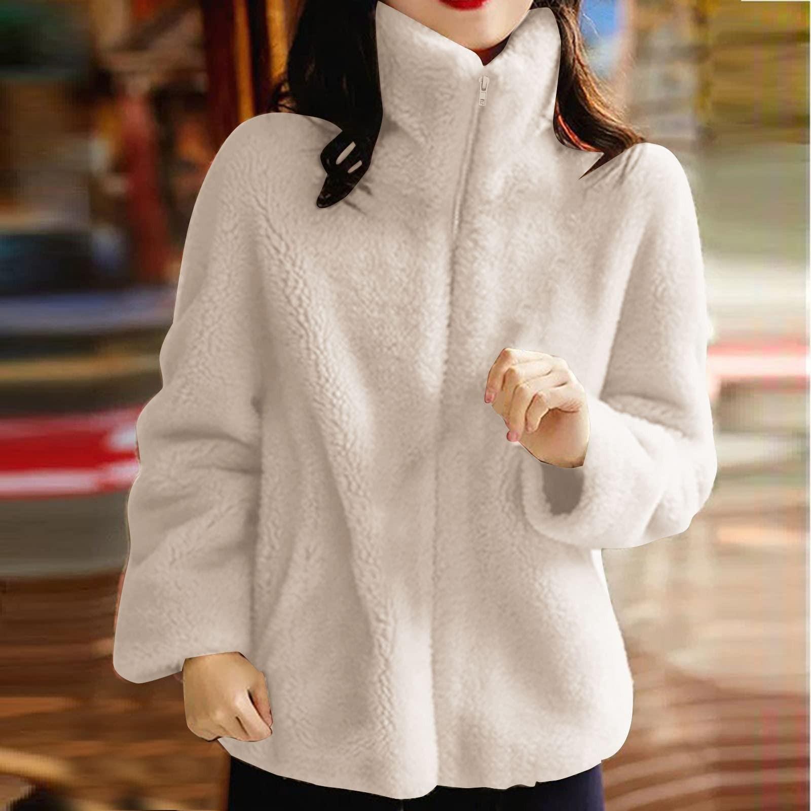 

Женская повседневная мода, новый свитер на молнии, женская двухсторонняя бархатная однотонная теплая куртка с высоким воротником XXXXXL белый