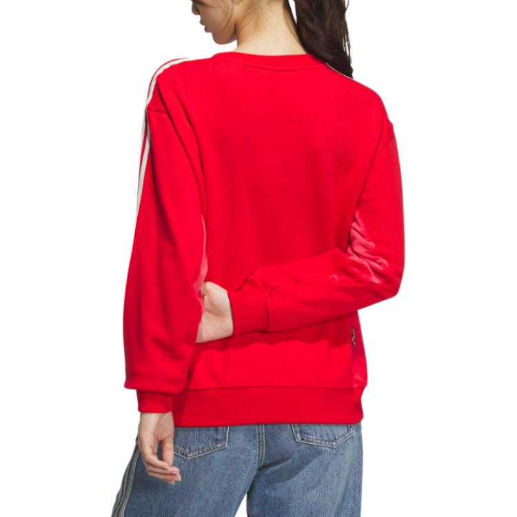 Adidas Originals FW24 CNY Year Of The Snake Limited Edition Solid Color Versatile Fashion Pullover Long Sleeve Sweatshirt Women Sweatshirt Red JL8424