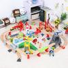 Coast Town Wooden Train Track Toy Set Compatible with All Brand Wooden Railway Tracks Toys For Kids Boys Girls Gift