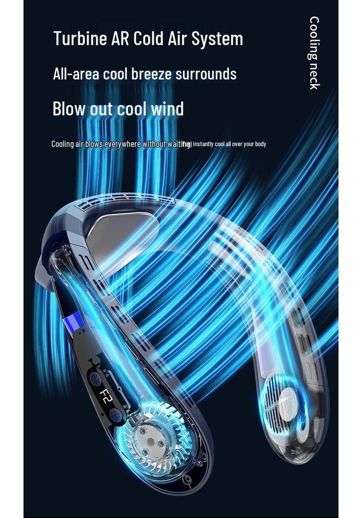 Bladløs USB Kølende Halsventilator: Bærbar, Stor Kapacitet, Digitalt Display, Grænseoverskridende Japan & Sydkorea Design