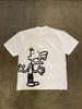 Simple Line Cartoon Doodle Boy Minimal Graphic Front Print Playful Casual Tee