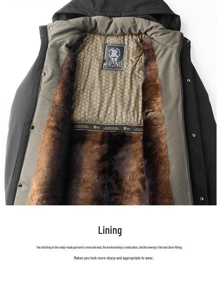 Men's Graphene Cotton Winter Parka with Detachable Hood and Fleece Lining