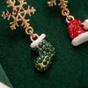 Elegant Holiday Dangle Earrings 1 Pair Christmas Earrings, Sparkling Snowflake Red Santa Hat Green Charming Winter Theme Stocking Asymmetric