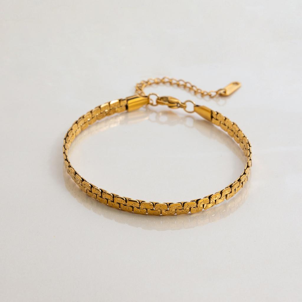 European and American stainless steel retro sand gold bracelet popular titanium steel 18k gold jewelry