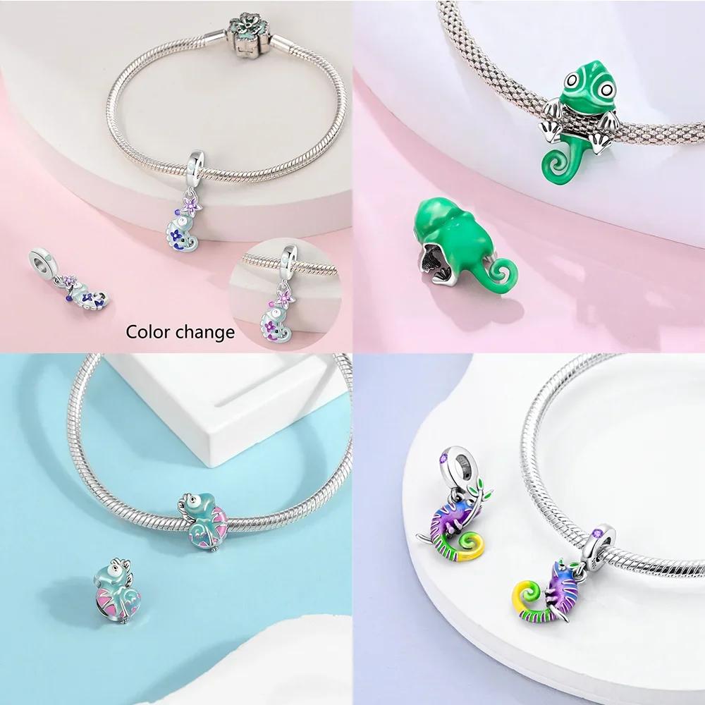 Exquisite New Cute Copper Chameleon Luminous Firefly Butterfly Charms Beads Fit Original Bracelets Fine Diy Jewelry