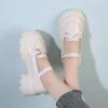 With small leather shoes, thick heel heel heightened, one-word black commuter buckle, Mary Jane single shoes, women's thick sole