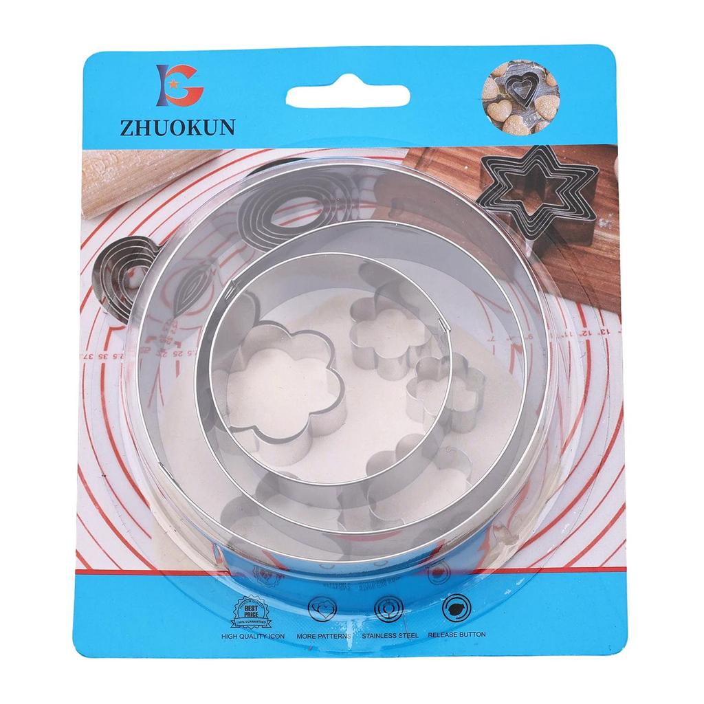 Stainless Steel Cookie & Fruit Cutter Set - Pentagram, Four-Pointed Star, Heart, Square, Rectangle Shapes