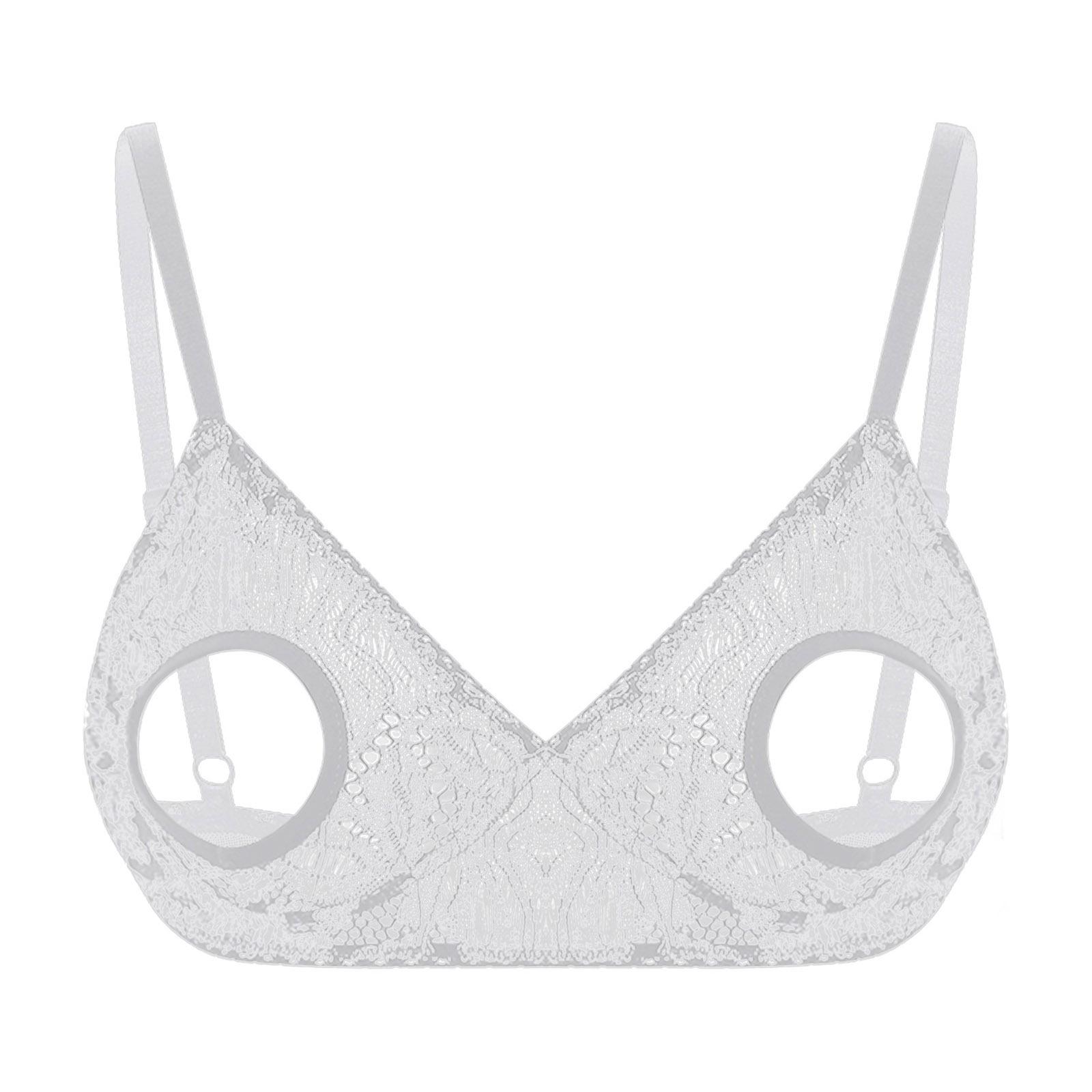 

Жіночий мереживний бюстгальтер з вирізом, регульованими бретелями, прозорий клубний одяг для сміливих вечорів XL