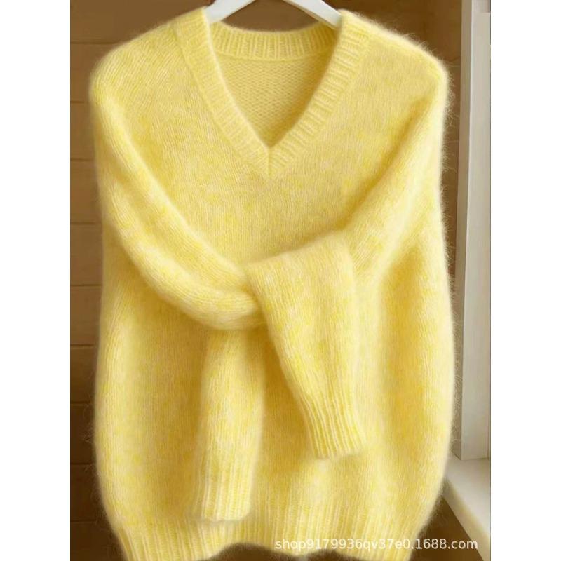 Season V-neck fleece feeling warm feeling pullover sweater women