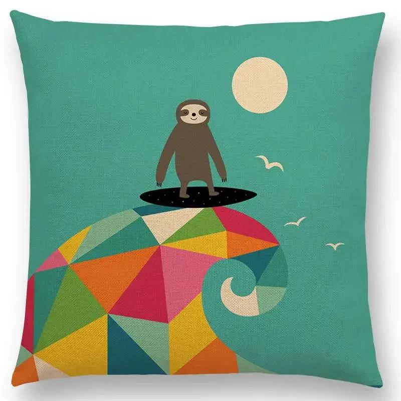 Latest Cartoon Animals Interesting Deer Panda Sheep Bulldog Chameleon Colourful Cushion Cover Car Sofa Throw Pillow Case
