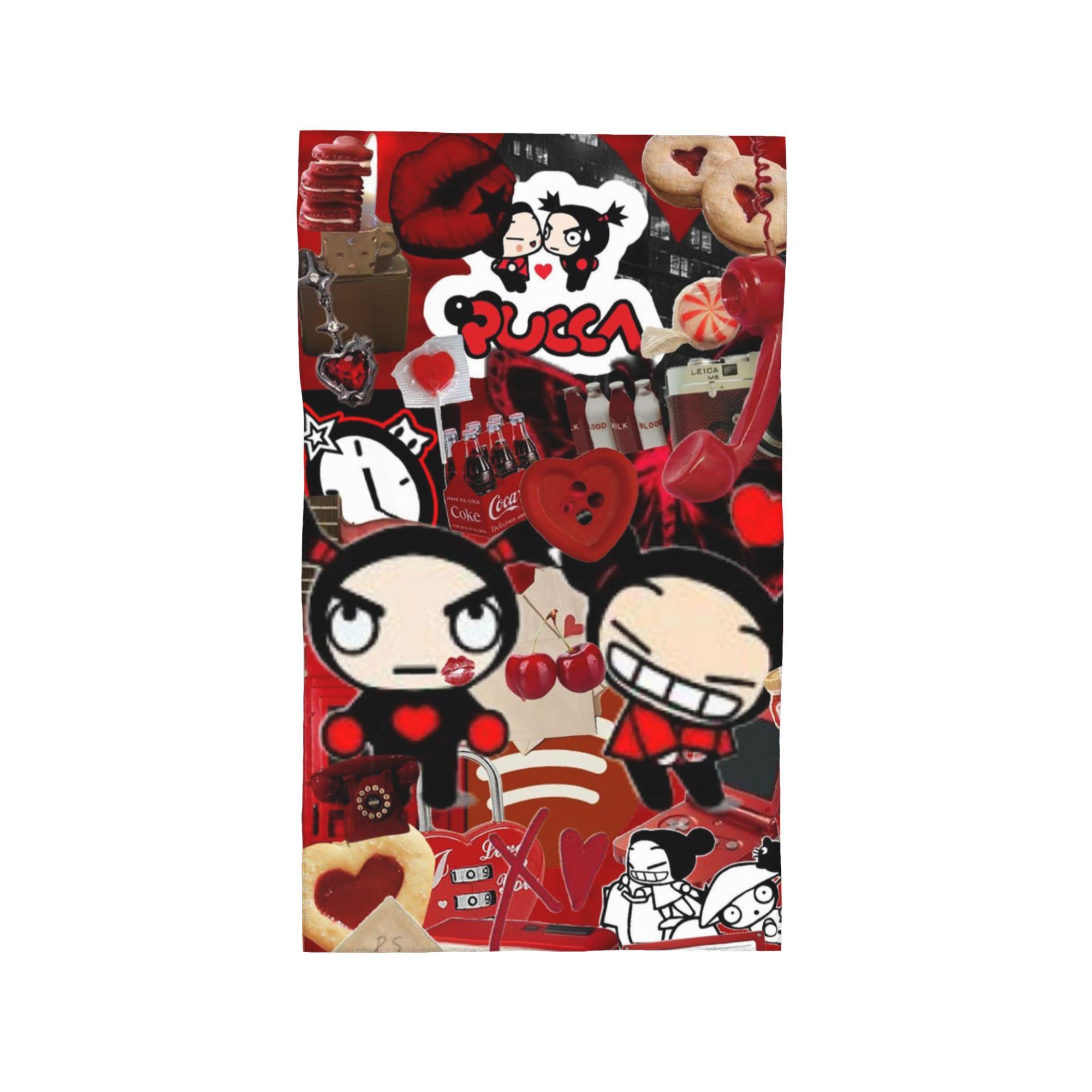 

Pucca Love for you red Soft Face Towel Quick Dry Pool Bath Cotton Towels Breathable W30*H60(CM)