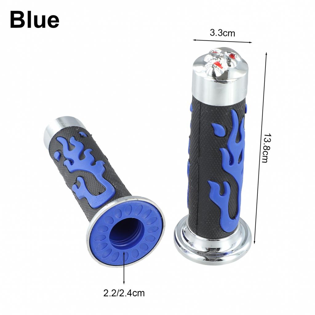 Coprimanopole per Manubrio Moto Design Teschio Fiamme Gomma Morbida Set 22mm