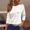 Women's Casual Geometric Print Neck T-Shirt with Three-Quarter Sleeve for Everyday Wear
