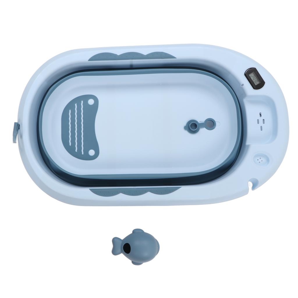 Baby Temperature Sensing Bathtub Foldable Thicked Sitting Lying Bath Bucket with Drain Hole L Light