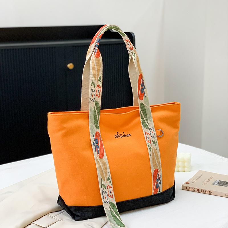 

Premium commuter tote bag shoulder women s bag 2024 new versatile ins canvas large-capacity bag class bag помаранчевий