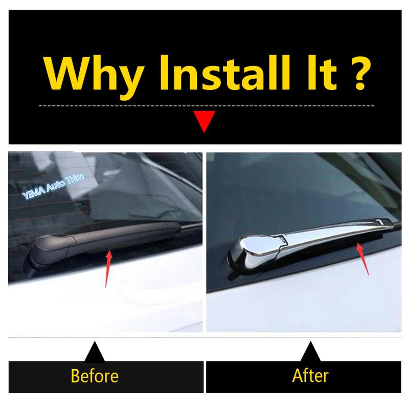 ABS Chrome Car Rear Windshield Window Windscreen Rain Wiper Cover Trim Frame Fit For Volkswagen T-Roc 2018 - 2025 Accessories