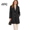 Long Sleeve Casual Jacket Women Fall Winter Wool Coat Notch Lapel Overcoat Coat with Pockets Single Breasted Solid Color Trench Spring