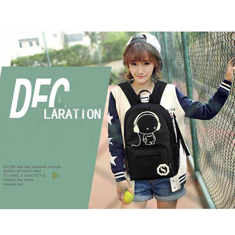 USB External Charging Laptop Noctilucent Cartoon School Bags Student Backpack
