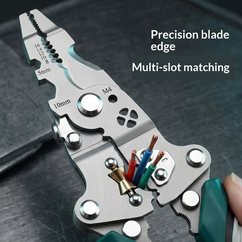Heavy Duty Multifunctional Wire Stripper Foldable Portable Pliers Crimping Tool for Security Camera Wiring Installation