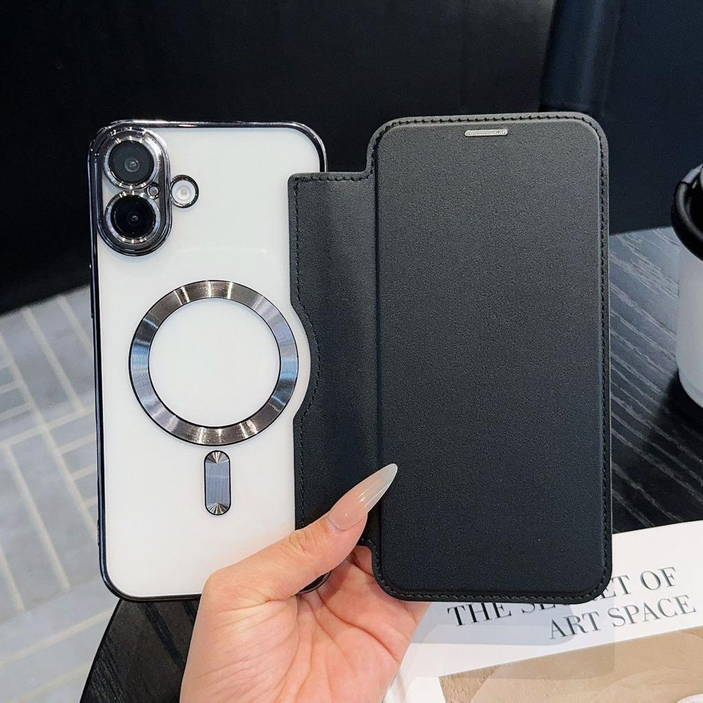 IPhone 16 Flip Leather Case Se4 Is Suitable for Apple 15 Promax Mobile Phone Case 14 Electroplated Magnetic Suction 13