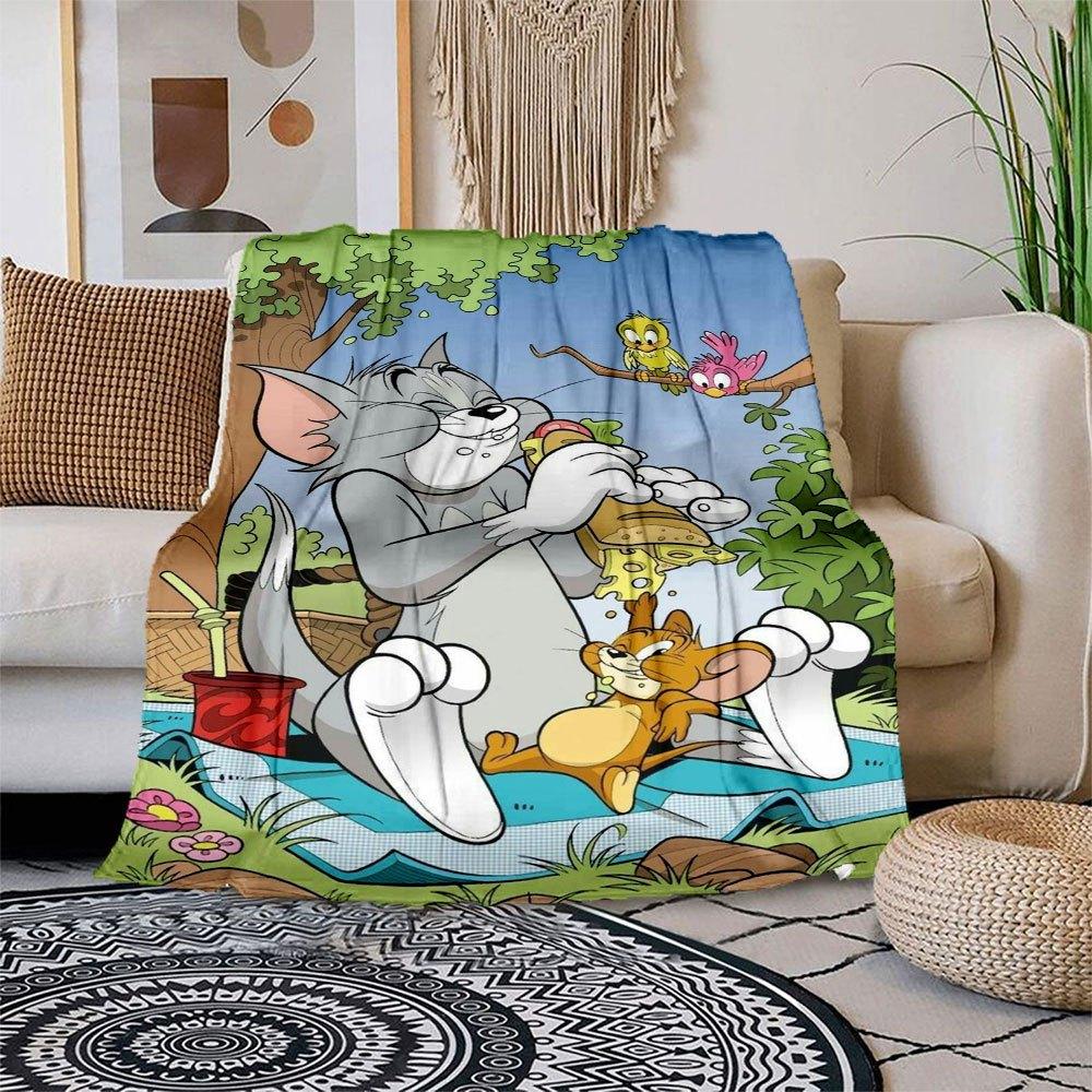 

Tom & Jerry Picnic Blanket for Kids Outdoor Rug Cartoon Print Rug Floor MatBlanket Flannel Throw Blanket for Sofa, Bed, Travel, Camping, Office 100x150cm
