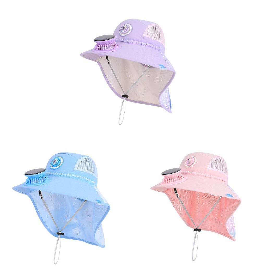Snow Queen Elsa Kids Hat Summer Sun Protection Wide Brim Fan Cap For Girls And Boys