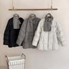 Crew neck scarf down jacket women's winter new medium and long thin drawstring white duck down small coat