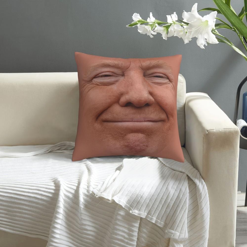 VIKAMA Funny 3D Face Pillowcase, Ultra-Realistic Smiling Print Cushion Cover, Soft Polyester Decorative Pillowcase, Home Decor