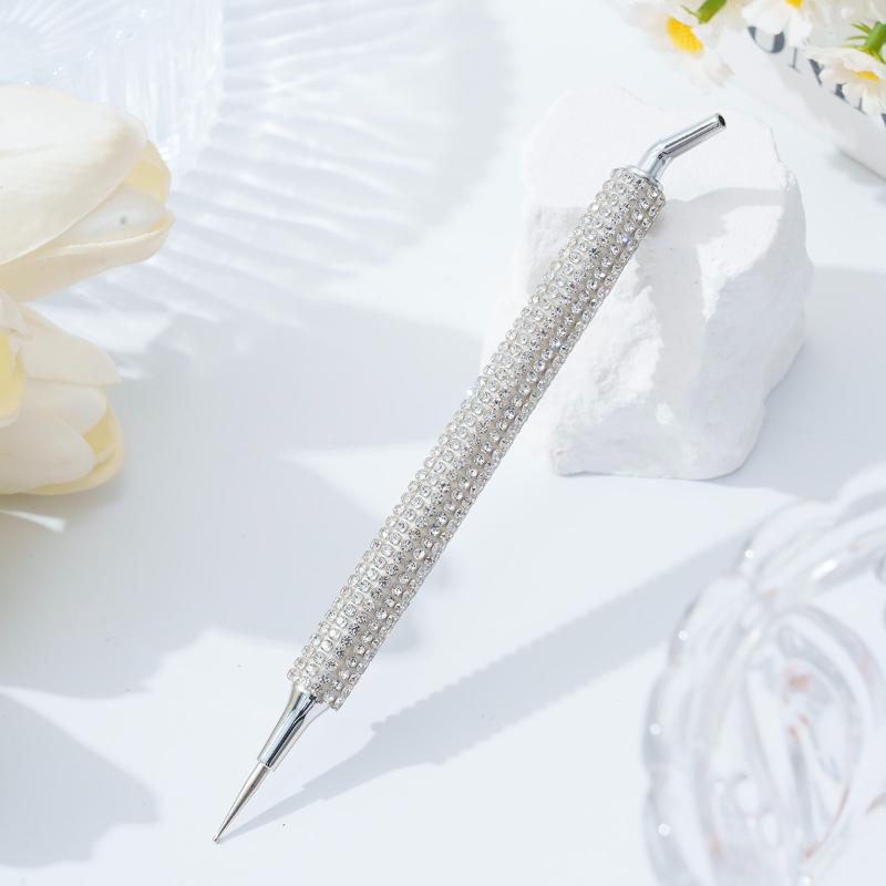 Nail Art Rhinestone Picker Pen Dual Ended Design Fine and Angled Tip Self Adhesive for Salon Nail Applications White