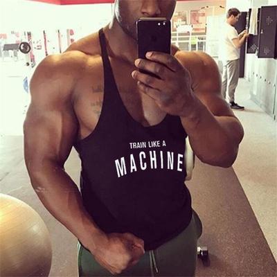 Bodybuilding-Tanktops für Herren mit Rundhalsausschnitt, Racerback und Buchstabendruck, Spaghettiträgern