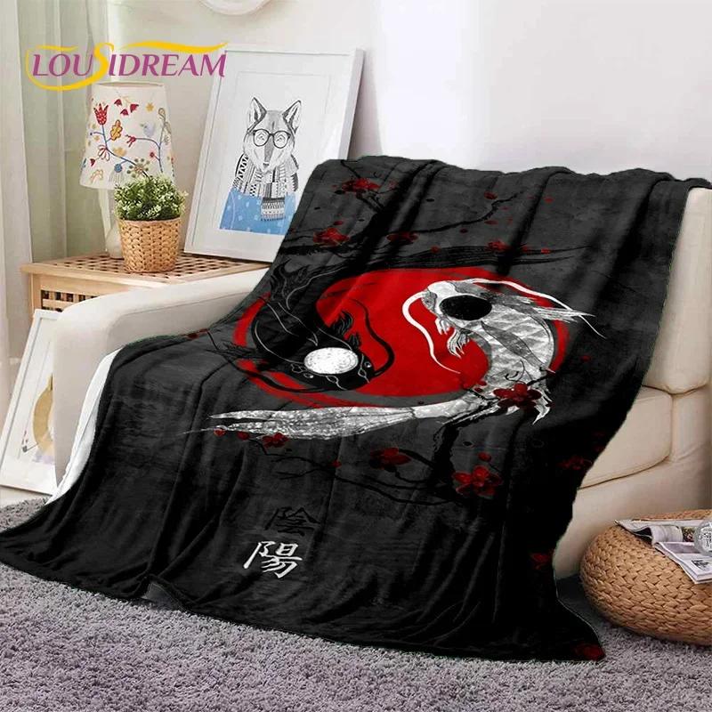 Natur Yin Yang Chinesische Tai Chi Bagua Weiche Flanelldecke für Betten Schlafzimmer Sofa Picknick, Überwurfdecke zum Zudecken Outdoor Nickerchen Geschenk