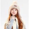 Kids Winter Knitted Earflap Hat with Pom Pom, Plush Lining and Long Ties, Warm Windproof Polyester Cap for Ages 4–10Years