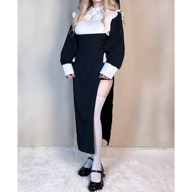 Halloween Adult Costume Women Vampire Sexy Cross Nun Costume Cosplay Uniform Dress