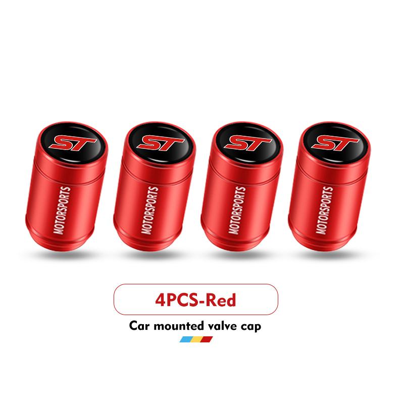 4pcs Car Logo Tire Valve Cover Alloy Wheel Tyre Stem Dust Cap For Ford S-MAX Kuga Mondeo Fusion KA Everest Escape ST Racing