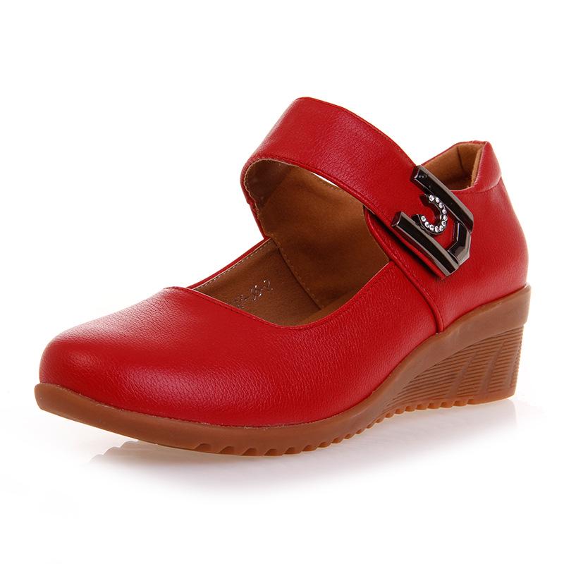 Women High Heel Shoes Mary Jane Wedges Ankle Strap Round Toe  Dance Shoes Soft Sole Comfortable Ladies Dancing Shoes
