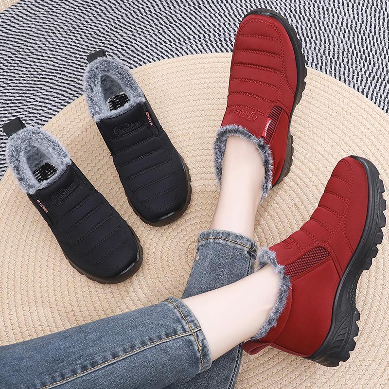 Winter Plush and Thick Mid Top Snow Boots Lightweight and Warm for Middle-aged and Elderly Mothers Cotton Shoes for Women
