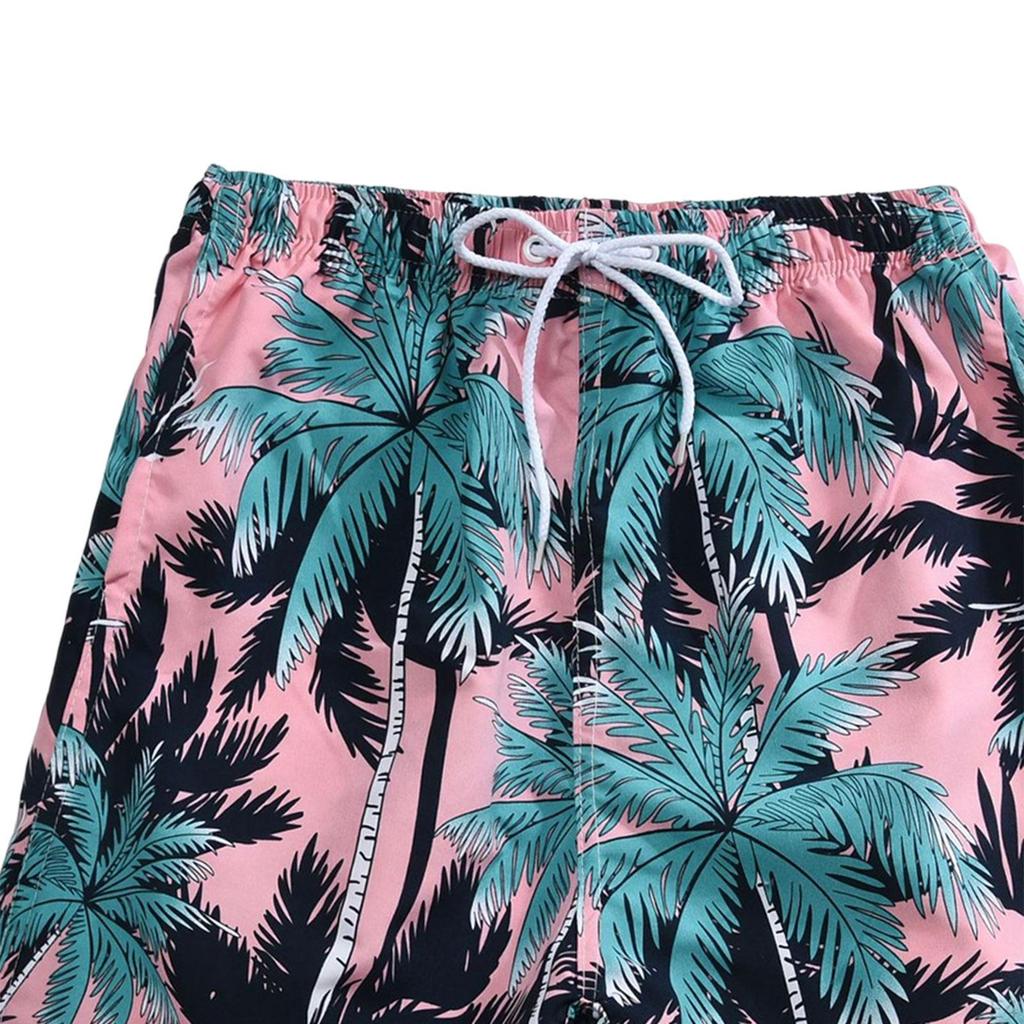 Men's Beach Shorts with Adjustable Drawstring and Printed Design - Perfect for Summer Parties