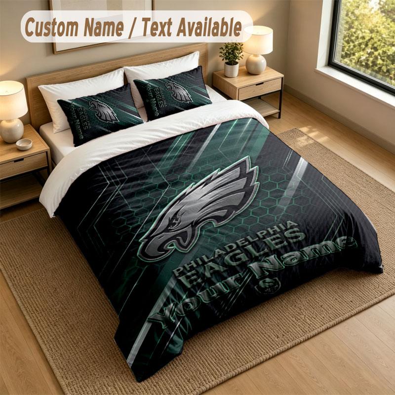 Bedding Set 1 Duvet Cover 2 Pillowcases Philadelphia Eagles Print Soft Bed Linen Bedroom Decor