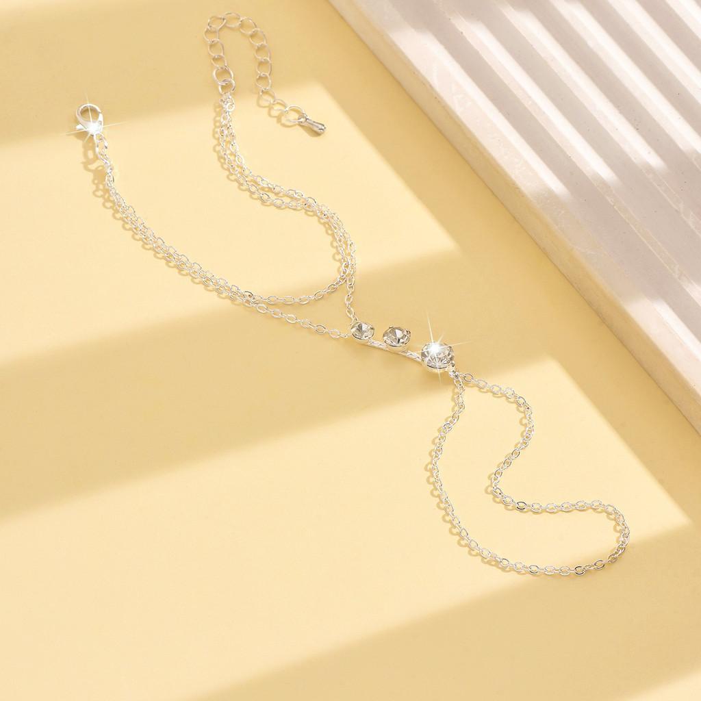 Minimalist Geometric Jewelry Set With Alloy Chain And Rhinestone Accents For Women