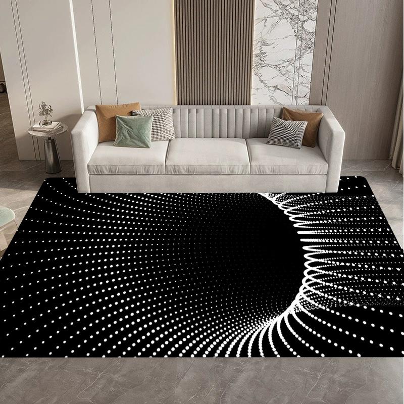 Visual 3D Black and White Grid Illusion Vortex Trap Mat Rug for Bedroom Sofa Living Room Decoration carpet