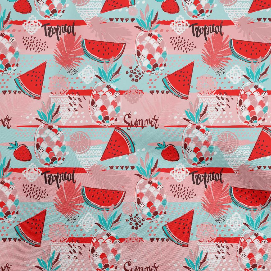 oneOone Cotton Flex Dusty Blue Fabric Tropical Sewing Material Print Fabric By The Yard 40 Inch