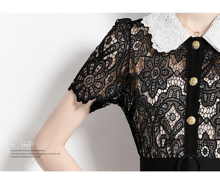 Elegant Slim Fit Goddess Dress with Lace Design