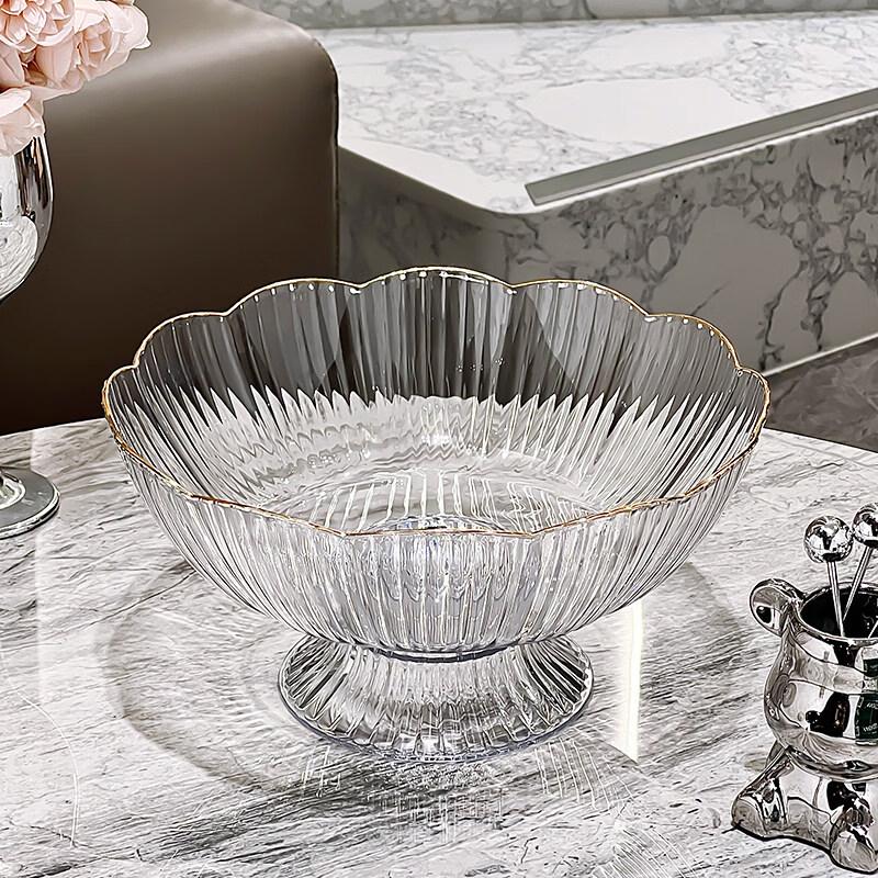 WUHE Gold Rim Dustproof Fruit Plate with Lid Set