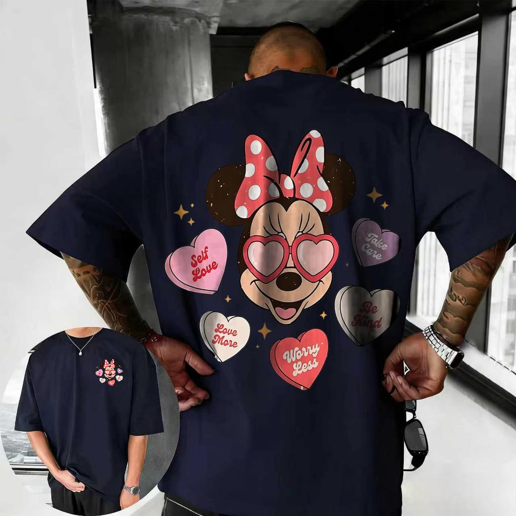 Summer 2026 Disney Cute Mickey Mouse Print Tshirt 100 Pure Cotton Shortsleeved Casual Loose Breathable Top Unisex