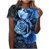 Summer Round Neck Women's T-shirt Fashion 3D Printing Colorful Floral Print Short Sleeve T-shirt Casual Sports Top