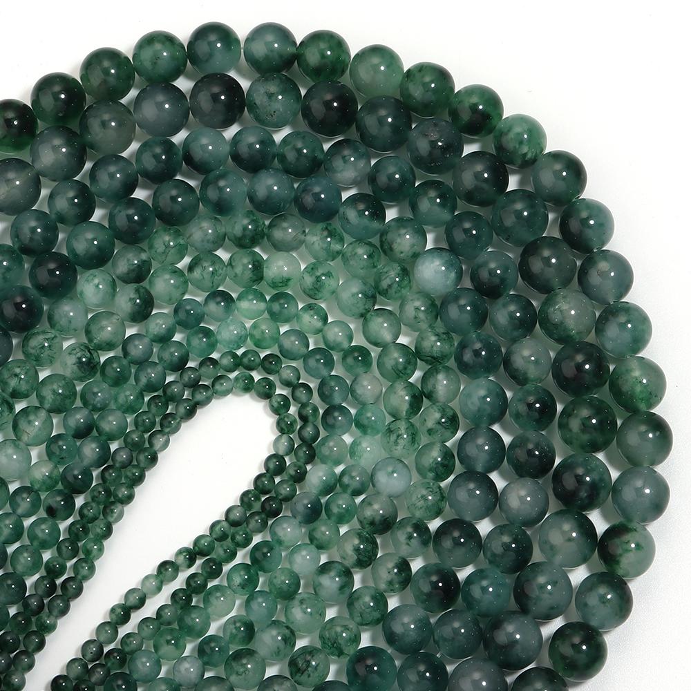 Natural Chalcedony Stone Beads Deep Green Round Loose Spacer Bead For Jewelry Making DIY Bracelet Necklace Supplie 4/6/8/10/12mm
